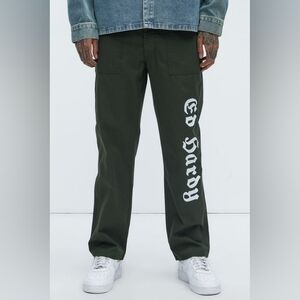Ed Hardy 🎁 Straight Screaming Tiger Pants Olive Green